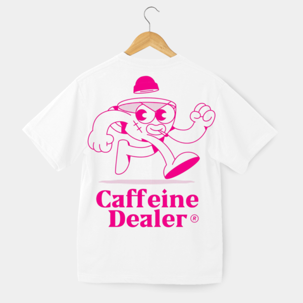 Caffeine Dealer Round Neck Half Sleeve T-Shirt - White