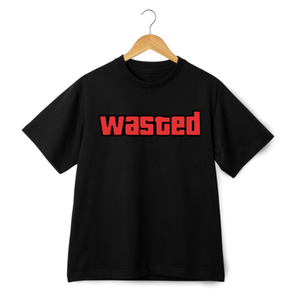 Wasted Round Neck Half Sleeve T-Shirt - Black