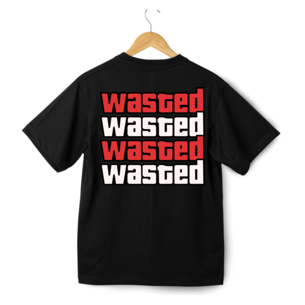 Wasted Round Neck Half Sleeve T-Shirt - Black