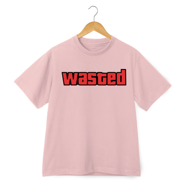 Wasted Round Neck Half Sleeve T-Shirt - Dusty Pink